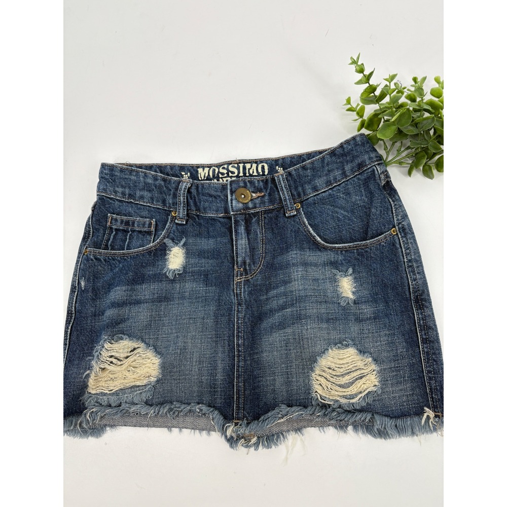 Mossimo y2k 90s Early 2000s Distressed Denim Jean Mini Skirt Junior Size 1